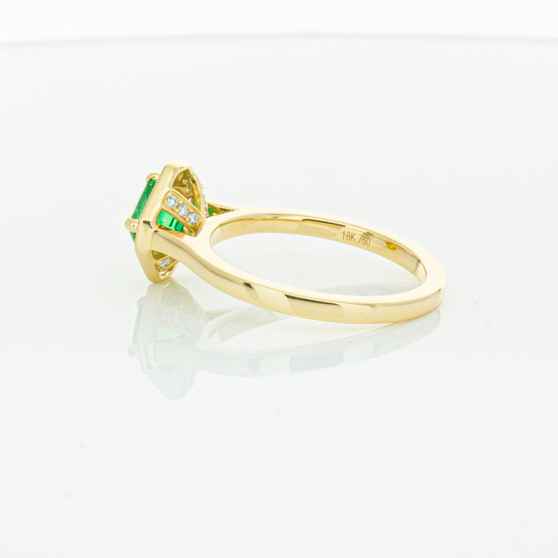 18ct Yellow Gold .84ct Emerald & Diamond Ring-Ring-Walker & Hall