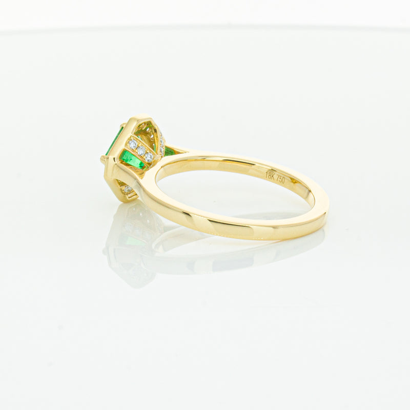 18ct Yellow Gold .84ct Emerald & Diamond Ring-Ring-Walker & Hall