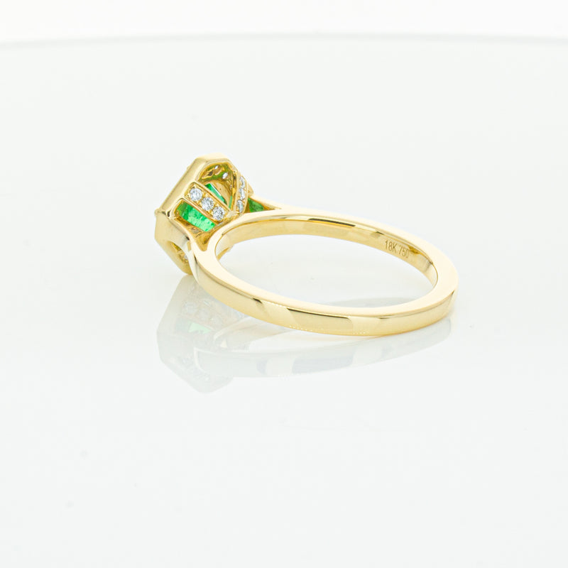 18ct Yellow Gold .84ct Emerald & Diamond Ring-Ring-Walker & Hall