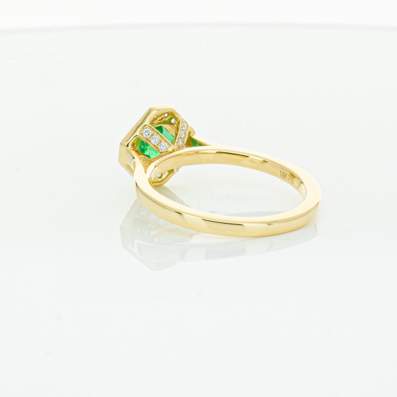 18ct Yellow Gold .84ct Emerald & Diamond Ring-Ring-Walker & Hall