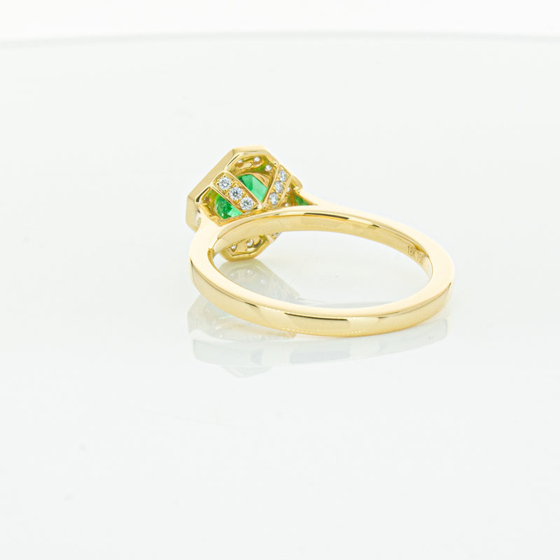 18ct Yellow Gold .84ct Emerald & Diamond Ring-Ring-Walker & Hall