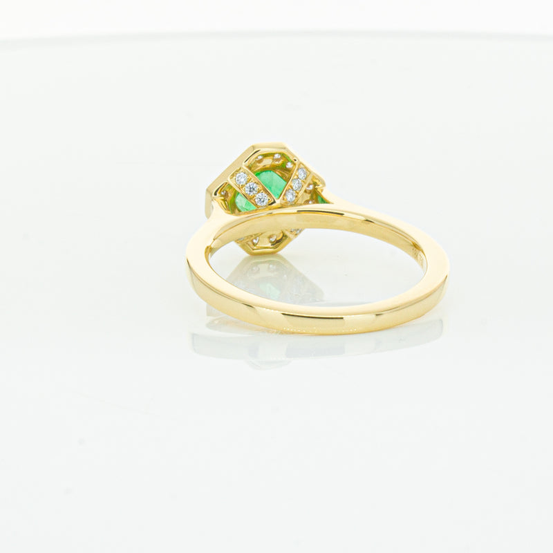 18ct Yellow Gold .84ct Emerald & Diamond Ring-Ring-Walker & Hall