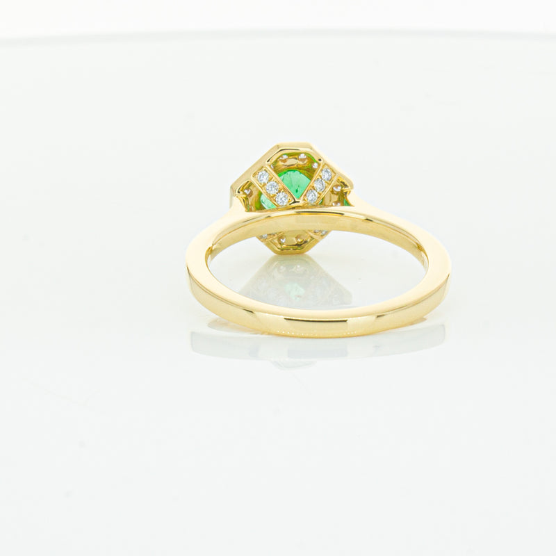 18ct Yellow Gold .84ct Emerald & Diamond Ring-Ring-Walker & Hall