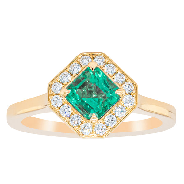 18ct Yellow Gold .84ct Emerald & Diamond Ring - Ring - Walker & Hall