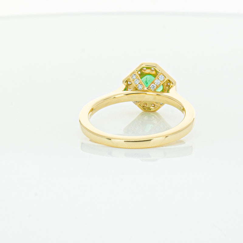 18ct Yellow Gold .84ct Emerald & Diamond Ring-Ring-Walker & Hall
