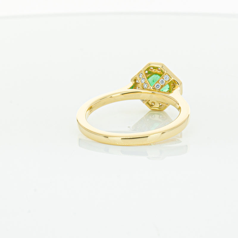 18ct Yellow Gold .84ct Emerald & Diamond Ring-Ring-Walker & Hall