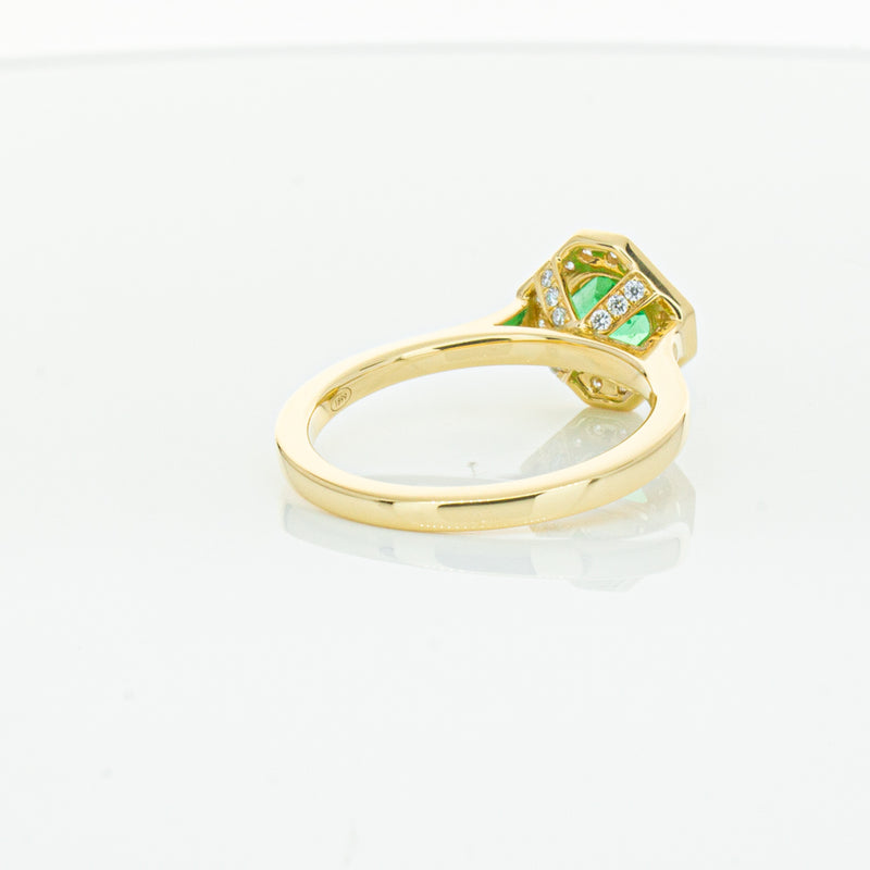 18ct Yellow Gold .84ct Emerald & Diamond Ring-Ring-Walker & Hall