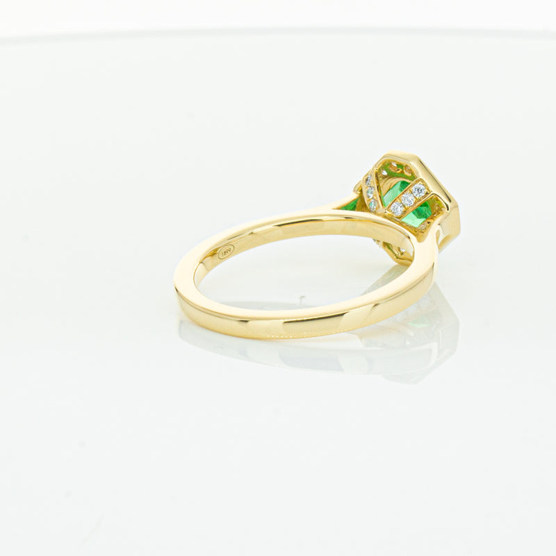 18ct Yellow Gold .84ct Emerald & Diamond Ring-Ring-Walker & Hall