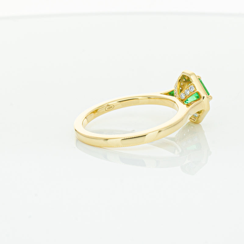 18ct Yellow Gold .84ct Emerald & Diamond Ring-Ring-Walker & Hall