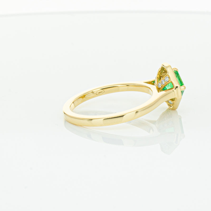 18ct Yellow Gold .84ct Emerald & Diamond Ring-Ring-Walker & Hall