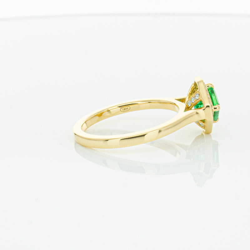 18ct Yellow Gold .84ct Emerald & Diamond Ring-Ring-Walker & Hall