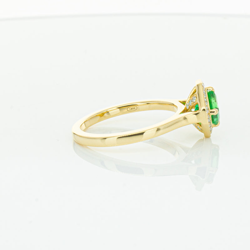 18ct Yellow Gold .84ct Emerald & Diamond Ring-Ring-Walker & Hall