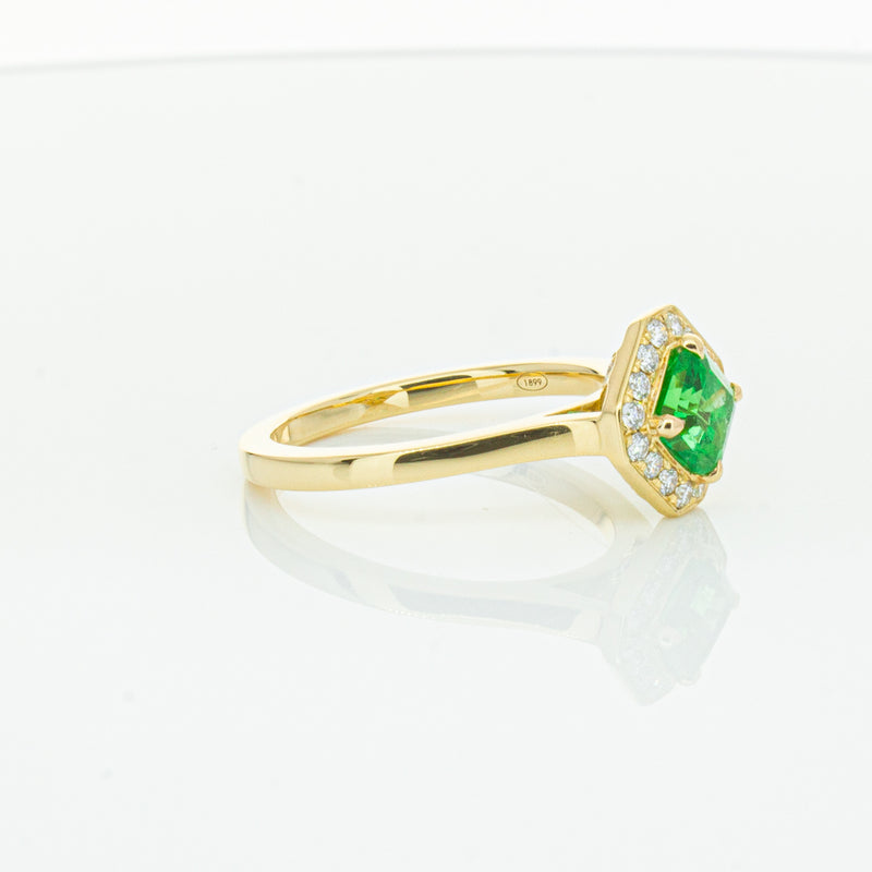 18ct Yellow Gold .84ct Emerald & Diamond Ring-Ring-Walker & Hall