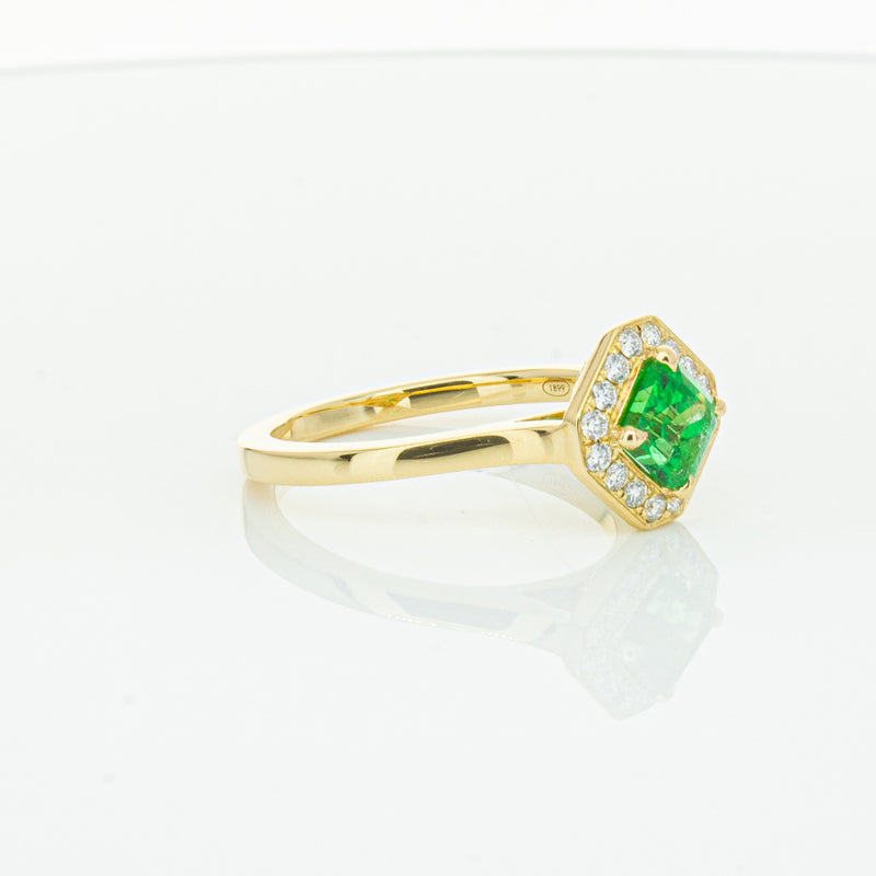 18ct Yellow Gold .84ct Emerald & Diamond Ring-Ring-Walker & Hall