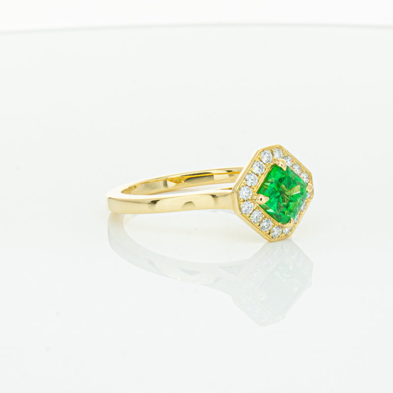 18ct Yellow Gold .84ct Emerald & Diamond Ring-Ring-Walker & Hall