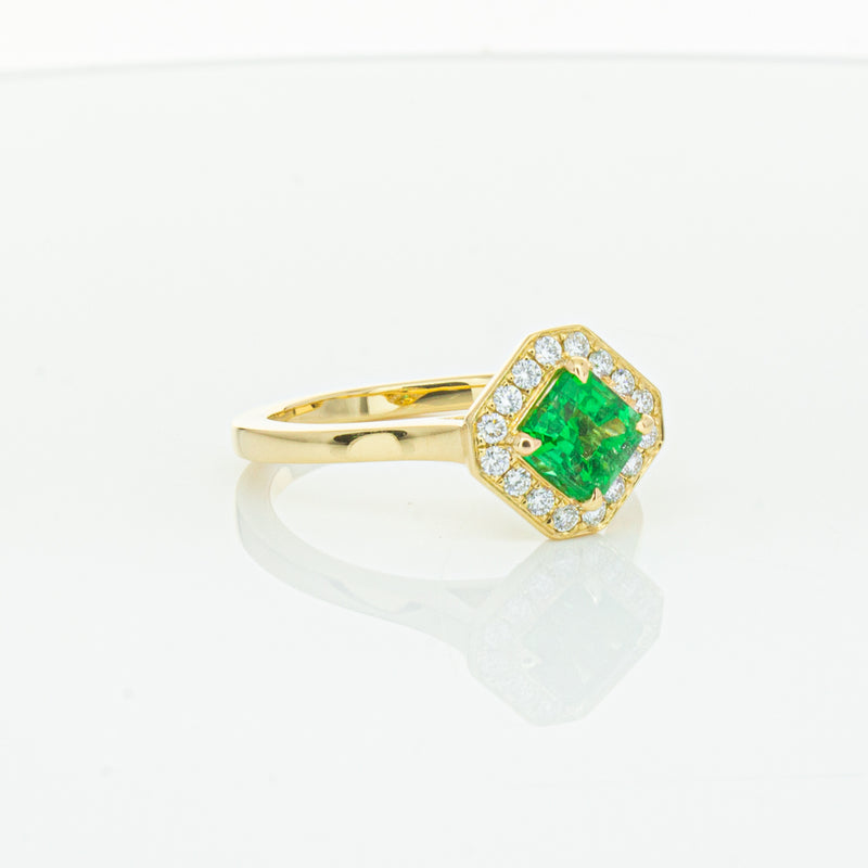 18ct Yellow Gold .84ct Emerald & Diamond Ring-Ring-Walker & Hall