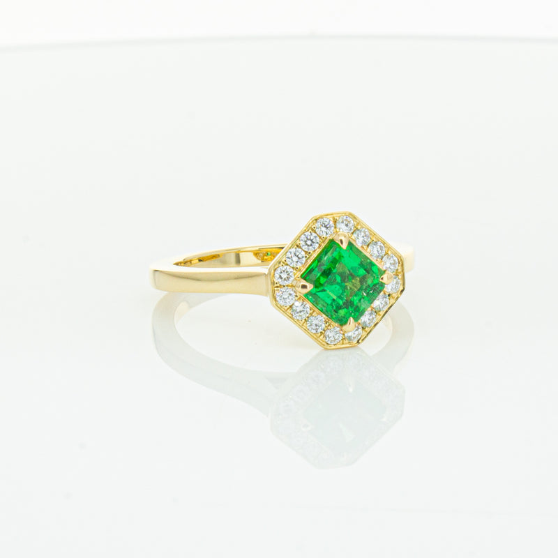 18ct Yellow Gold .84ct Emerald & Diamond Ring-Ring-Walker & Hall