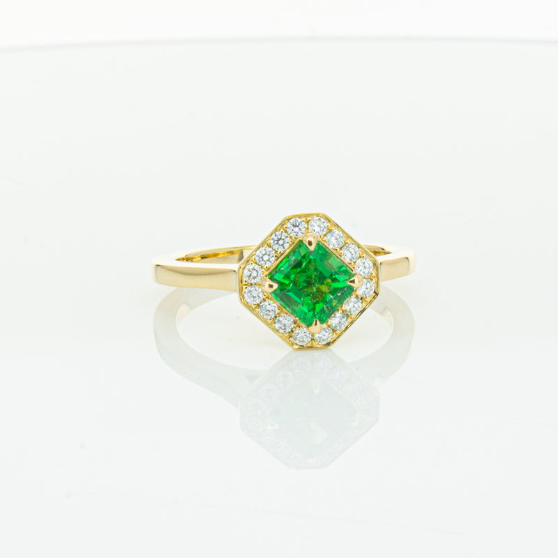 18ct Yellow Gold .84ct Emerald & Diamond Ring-Ring-Walker & Hall