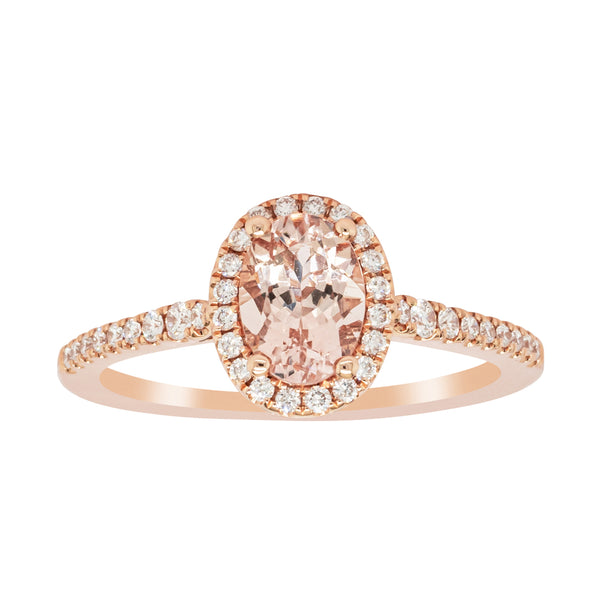 18ct Rose Gold .82ct Morganite & Diamond Mini Sierra Ring - Ring - Walker & Hall