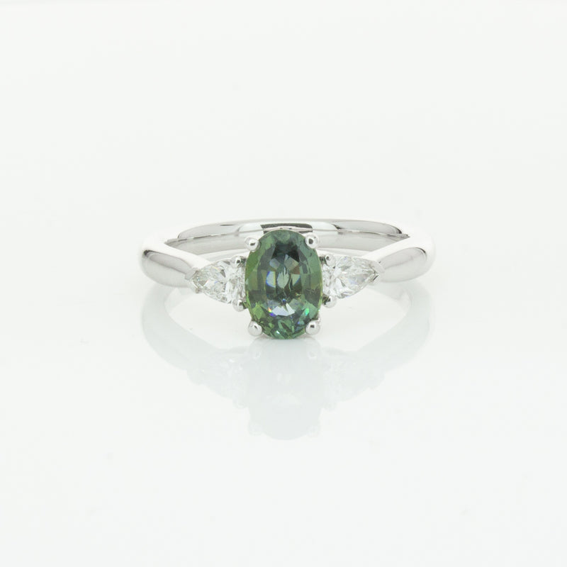 18ct White Gold Green Sapphire & Diamond Ayla Ring-Ring-Walker & Hall