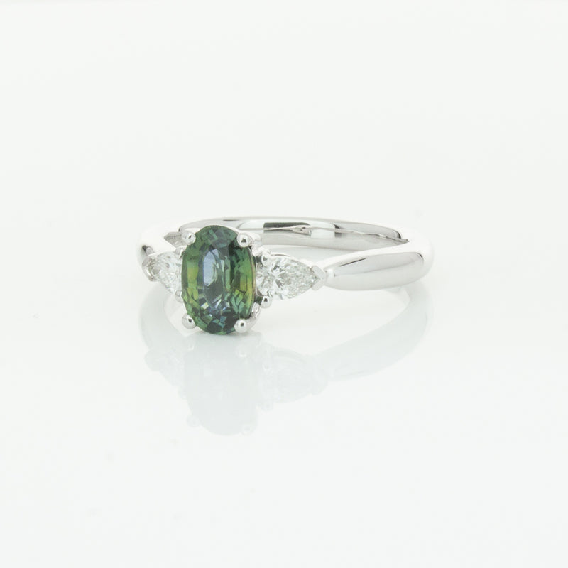 18ct White Gold Green Sapphire & Diamond Ayla Ring-Ring-Walker & Hall