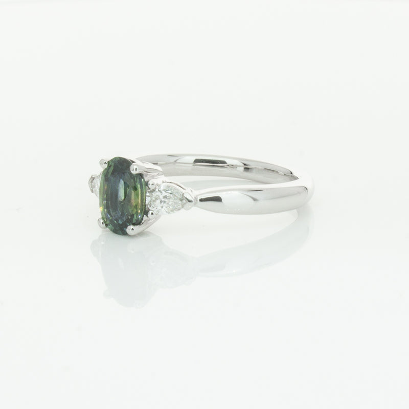 18ct White Gold Green Sapphire & Diamond Ayla Ring-Ring-Walker & Hall