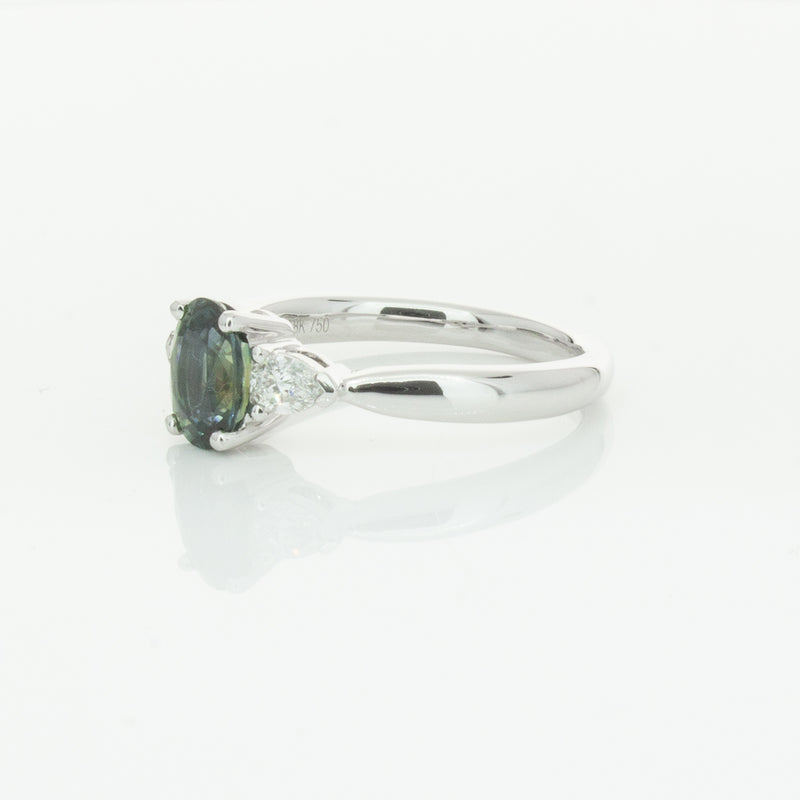 18ct White Gold Green Sapphire & Diamond Ayla Ring-Ring-Walker & Hall
