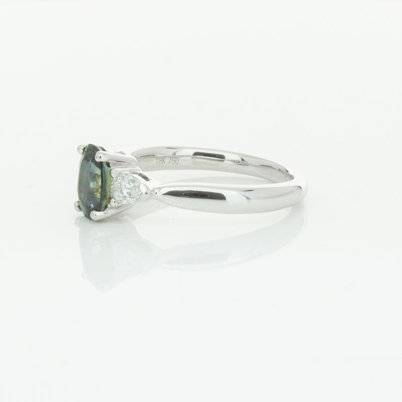 18ct White Gold Green Sapphire & Diamond Ayla Ring-Ring-Walker & Hall