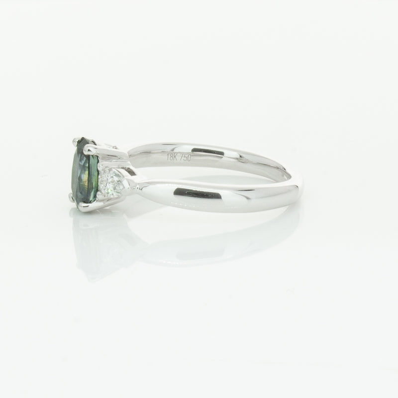 18ct White Gold Green Sapphire & Diamond Ayla Ring-Ring-Walker & Hall