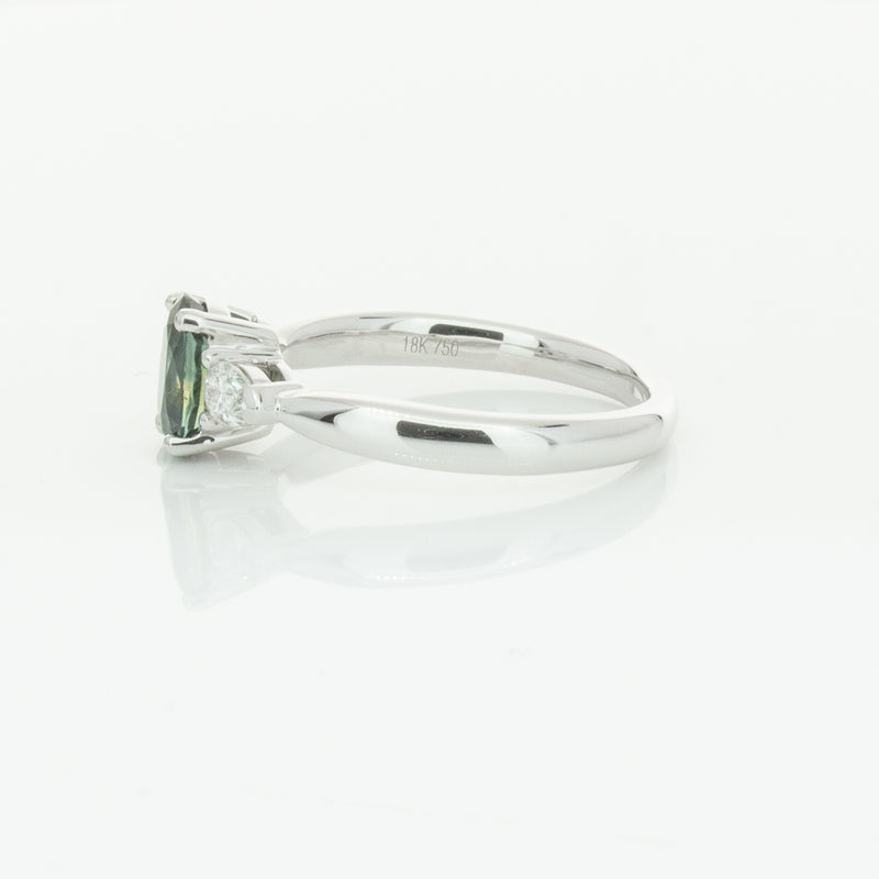 18ct White Gold Green Sapphire & Diamond Ayla Ring-Ring-Walker & Hall
