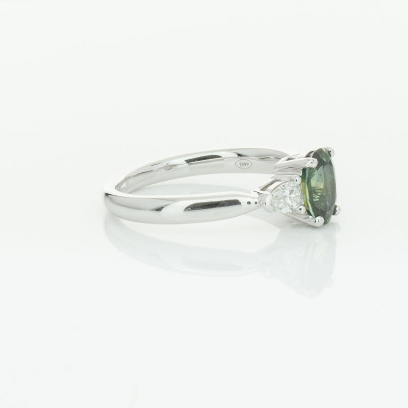 18ct White Gold Green Sapphire & Diamond Ayla Ring-Ring-Walker & Hall