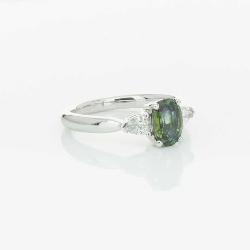 18ct White Gold Green Sapphire & Diamond Ayla Ring-Ring-Walker & Hall