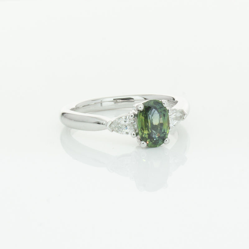 18ct White Gold Green Sapphire & Diamond Ayla Ring-Ring-Walker & Hall