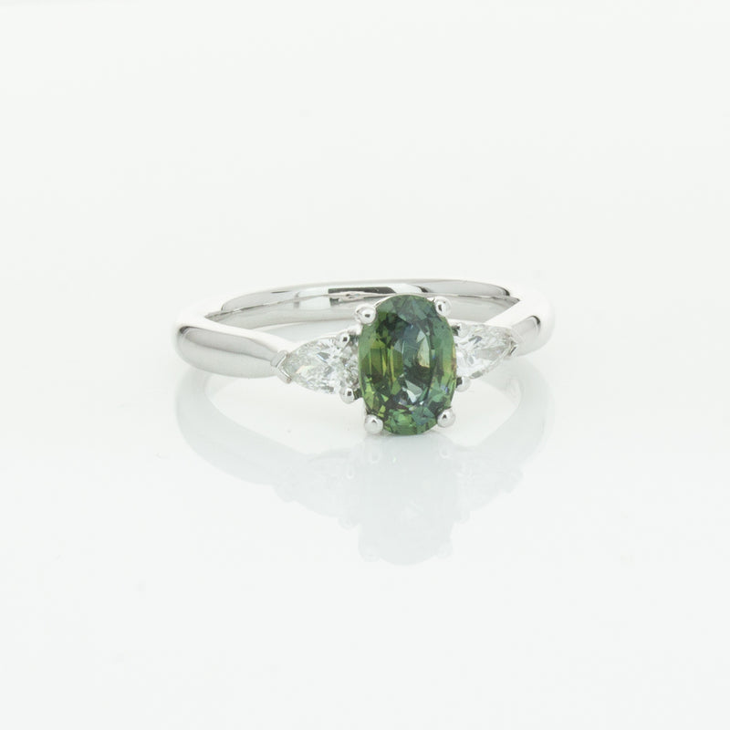 18ct White Gold Green Sapphire & Diamond Ayla Ring-Ring-Walker & Hall