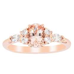 18ct Rose Gold .66ct Morganite & Diamond Oriana Ring - Ring - Walker & Hall