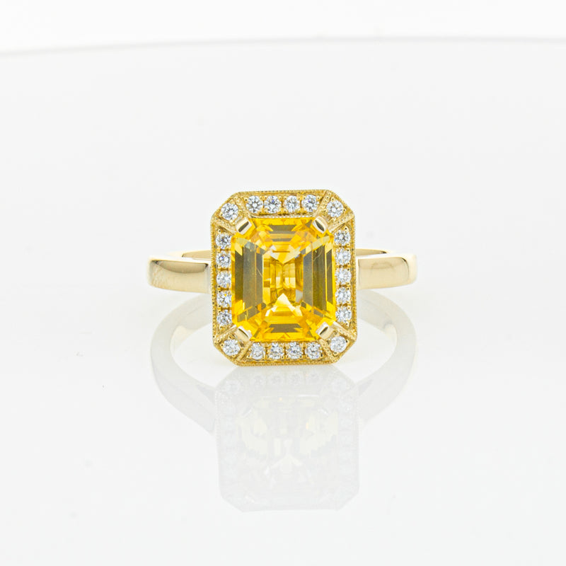 18ct Yellow Gold 3.01ct Yellow Sapphire & Diamond Empire Ring-Ring-Walker & Hall