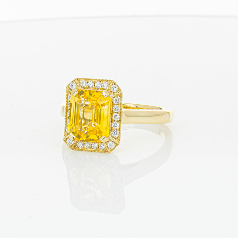 18ct Yellow Gold 3.01ct Yellow Sapphire & Diamond Empire Ring-Ring-Walker & Hall