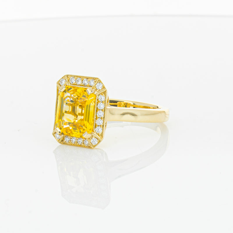 18ct Yellow Gold 3.01ct Yellow Sapphire & Diamond Empire Ring-Ring-Walker & Hall