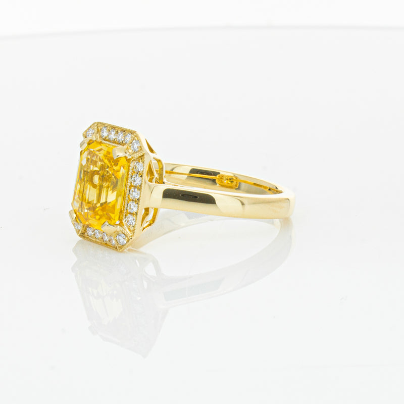 18ct Yellow Gold 3.01ct Yellow Sapphire & Diamond Empire Ring-Ring-Walker & Hall