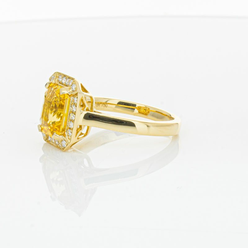 18ct Yellow Gold 3.01ct Yellow Sapphire & Diamond Empire Ring-Ring-Walker & Hall