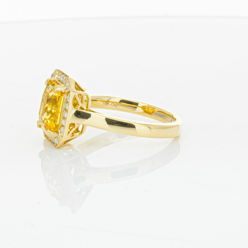 18ct Yellow Gold 3.01ct Yellow Sapphire & Diamond Empire Ring-Ring-Walker & Hall