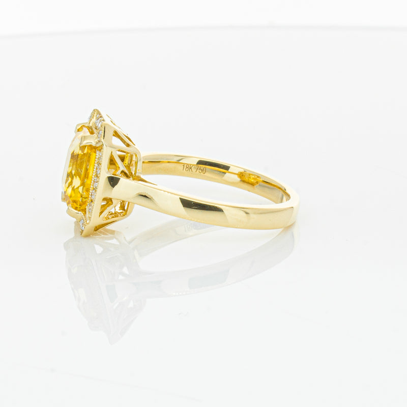 18ct Yellow Gold 3.01ct Yellow Sapphire & Diamond Empire Ring-Ring-Walker & Hall