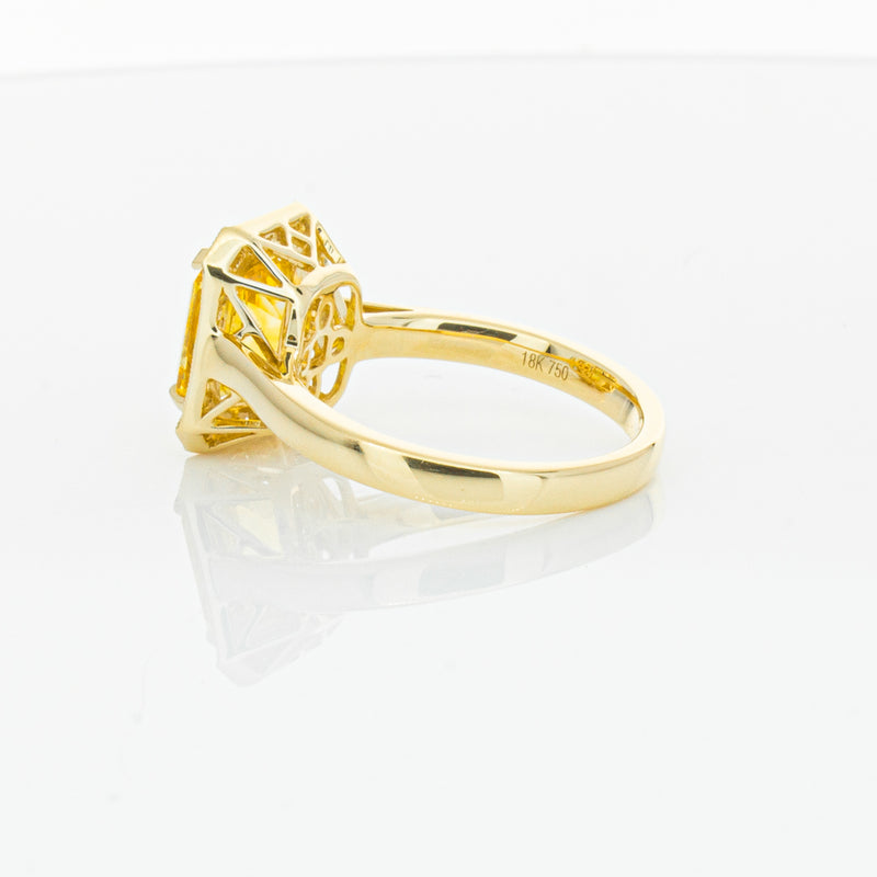 18ct Yellow Gold 3.01ct Yellow Sapphire & Diamond Empire Ring-Ring-Walker & Hall