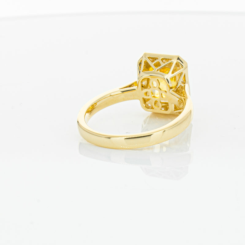 18ct Yellow Gold 3.01ct Yellow Sapphire & Diamond Empire Ring-Ring-Walker & Hall