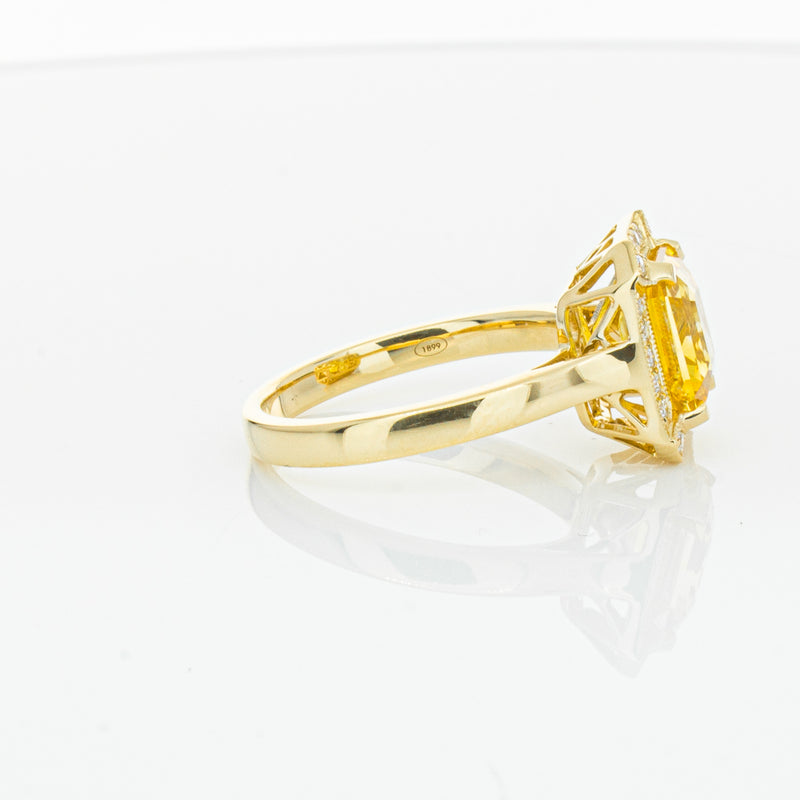 18ct Yellow Gold 3.01ct Yellow Sapphire & Diamond Empire Ring-Ring-Walker & Hall