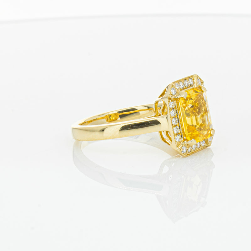 18ct Yellow Gold 3.01ct Yellow Sapphire & Diamond Empire Ring-Ring-Walker & Hall