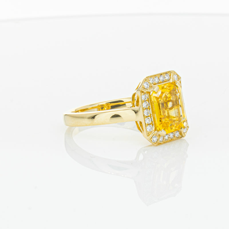 18ct Yellow Gold 3.01ct Yellow Sapphire & Diamond Empire Ring-Ring-Walker & Hall