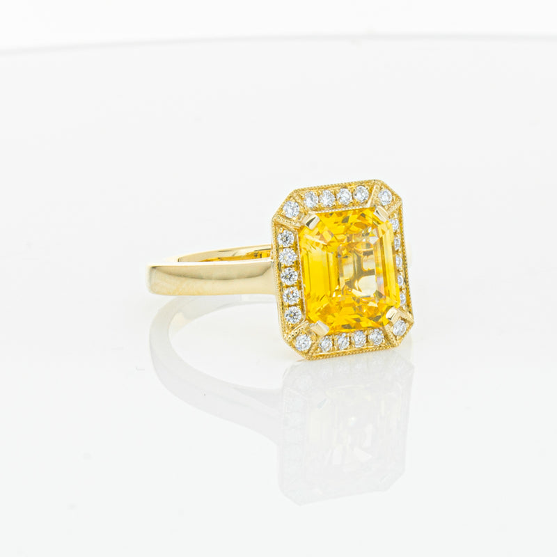 18ct Yellow Gold 3.01ct Yellow Sapphire & Diamond Empire Ring-Ring-Walker & Hall