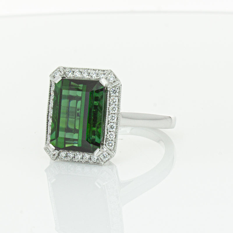 18ct White Gold Tourmaline & Diamond Empire Ring-Ring-Walker & Hall
