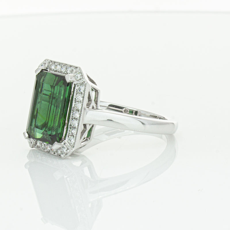 18ct White Gold Tourmaline & Diamond Empire Ring-Ring-Walker & Hall